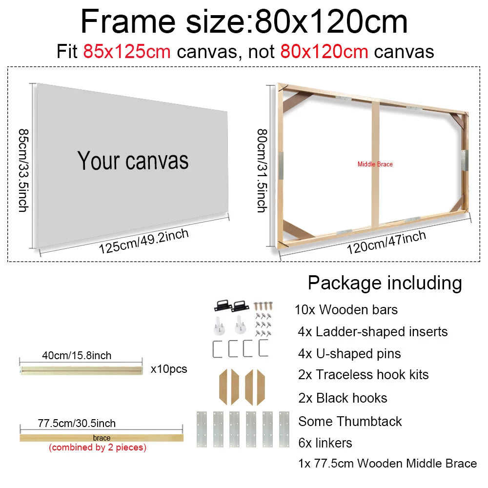 Real Wood Frames 30x40 50x70 80x120cm For Framing Canvas Prints DIY Framing Kits Canvas Stretcher Bars Natural Wood Easy To Assemble - Fixtures and Fittings Included
