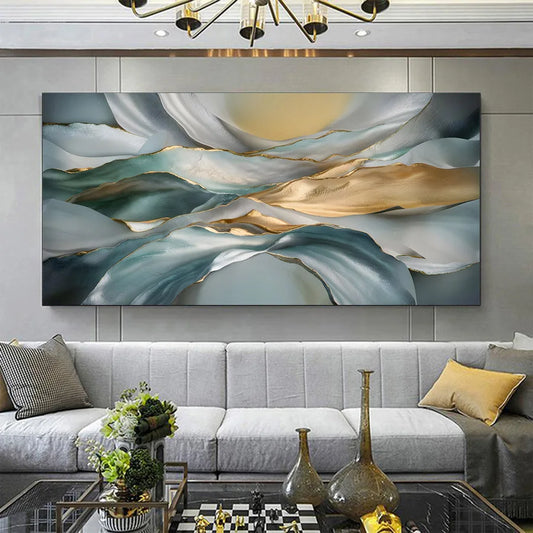 Light Luxury Abstract Biomorphic Ribbon Wall Art Fine Art Canvas Print - Modern Art For Living Room Above The Sofa Bedroom Contemporary Art For Above The Bed