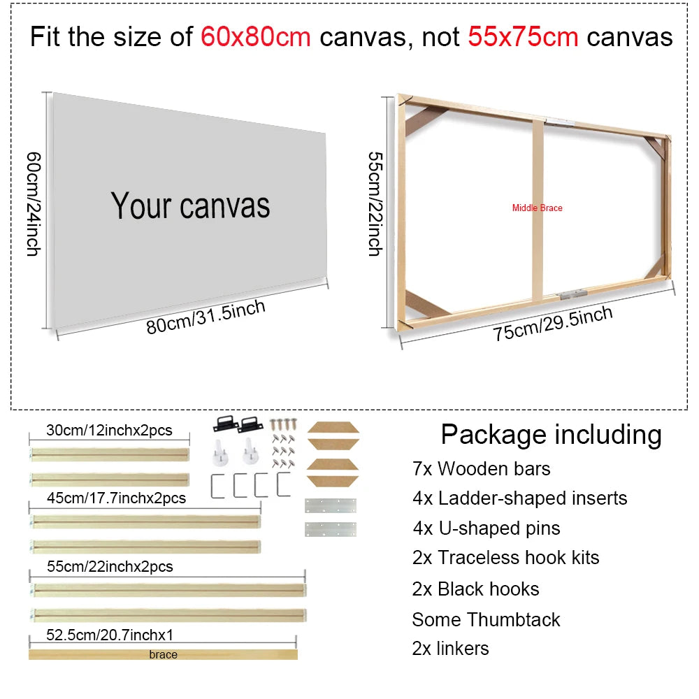 Real Wood Frames 30x40 50x70 80x120cm For Framing Canvas Prints DIY Framing Kits Canvas Stretcher Bars Natural Wood Easy To Assemble - Fixtures and Fittings Included