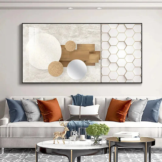 Modern Aesthetics Abstract Celestial Geometry Concept Wall Art Fine Art Canvas Prints - Pictures For Living Room Dining Room Bedroom Art For Modern Living