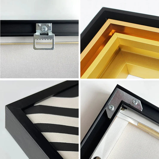 Luxury Metal Picture Frame 60x90 50x70 40x50cm etc Titanium Gold Brushed Silver Aluminium Black - DIY Picture Framing Kit For Canvas Prints + Wooden Inner Frame
