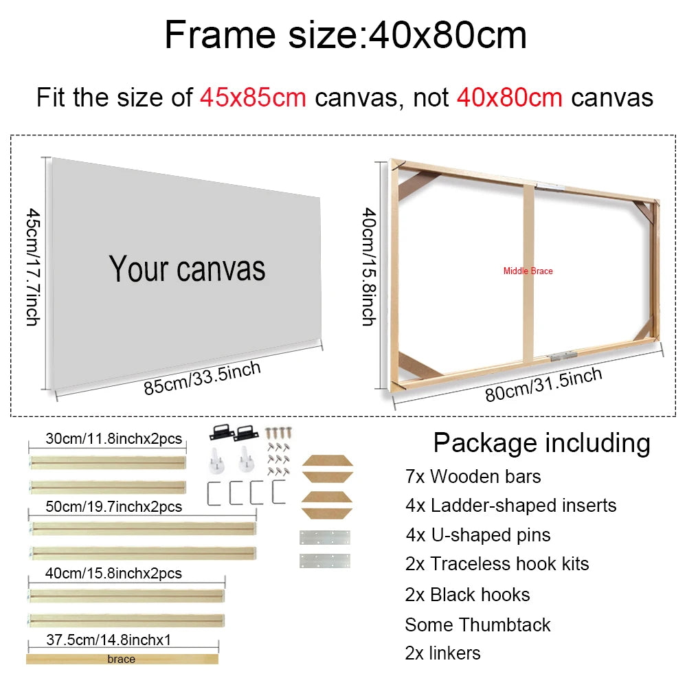 Real Wood Frames 30x40 50x70 80x120cm For Framing Canvas Prints DIY Framing Kits Canvas Stretcher Bars Natural Wood Easy To Assemble - Fixtures and Fittings Included