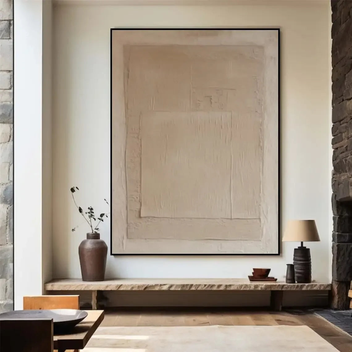 Neutral Color Schemes Contemporary Abstract Minimalist Wall Art Fine Art Canvas Print - Modern Artwork For Living Room Foyer Dining Room Entranceway Art Decor
