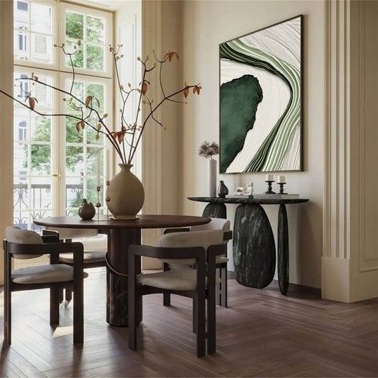 Modern Abstract Green Beige Flowing Contours Wall Art Fine Art Canvas Prints - Modern Artworks For Entranceway Foyer Living Room Dining Room Home Art Decor