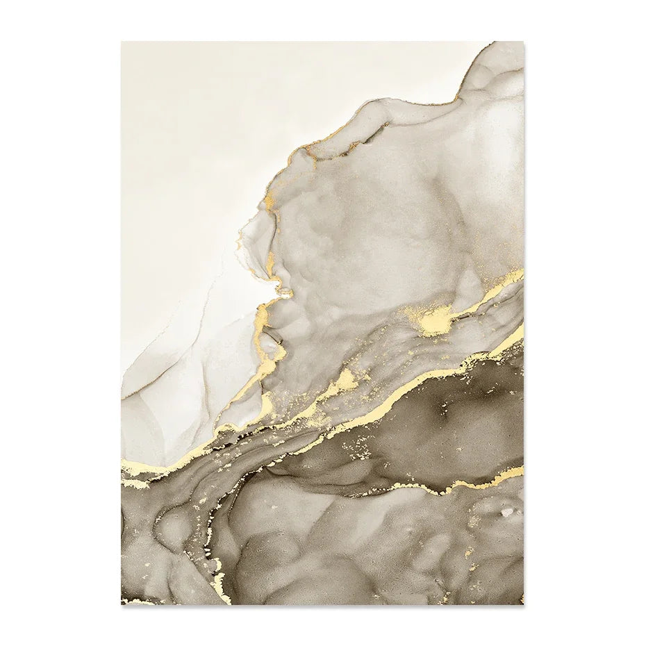 Black Beige Grey Abstract Marble Print Wall Art Fine Art Canvas Prints - Chic Abstract Art For Bedroom Living Room Dining Room Art For Modern Interiors