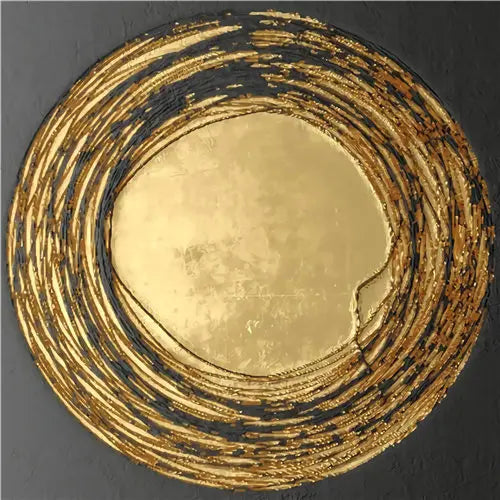 Modern Abstract Golden Spherical Square Format Wall Art Fine Art Canvas Prints - Modern Artworks For Living Room Dining Room Art For Contemporary Home Decor