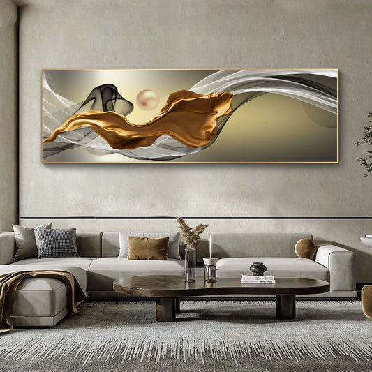 Light Luxury Flowing Ribbon Concept Abstract Wall Art Fine Art Canvas Prints - Wide Format Pictures For Bedroom Above The Bed Modern Art For Above The Sofa