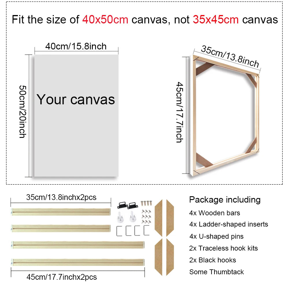 Real Wood Frames 30x40 50x70 80x120cm For Framing Canvas Prints DIY Framing Kits Canvas Stretcher Bars Natural Wood Easy To Assemble - Fixtures and Fittings Included