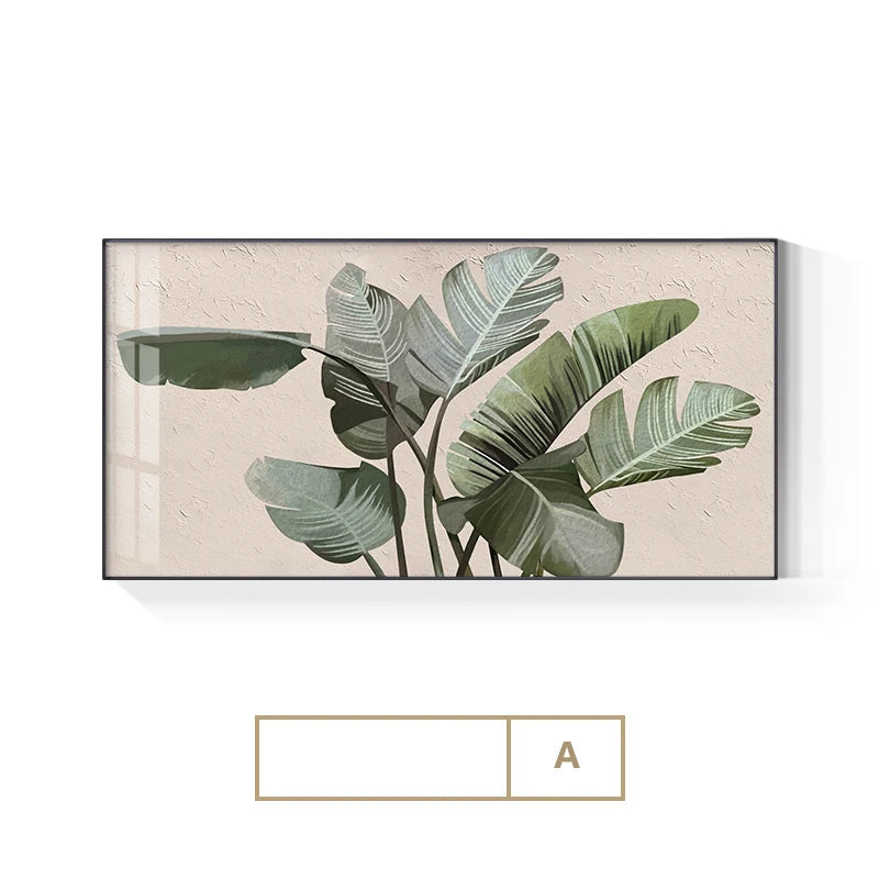 Tropical Green Leaves Wall Art Fine Art Canvas Prints - Modern Botanical Pictures For Living Room Dining Room Monstera Posters For Contemporary Scandi Home Decor