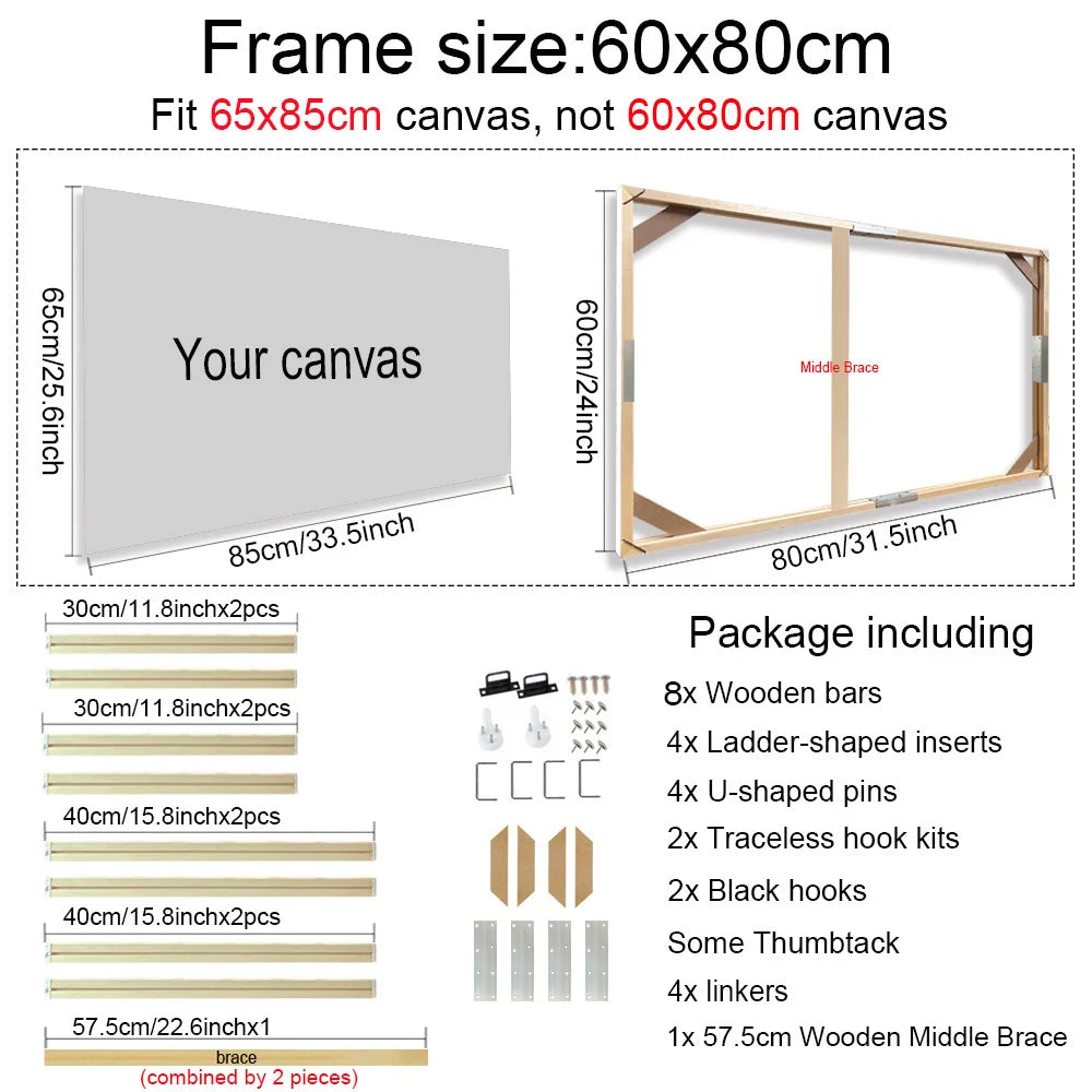 Real Wood Frames 30x40 50x70 80x120cm For Framing Canvas Prints DIY Framing Kits Canvas Stretcher Bars Natural Wood Easy To Assemble - Fixtures and Fittings Included