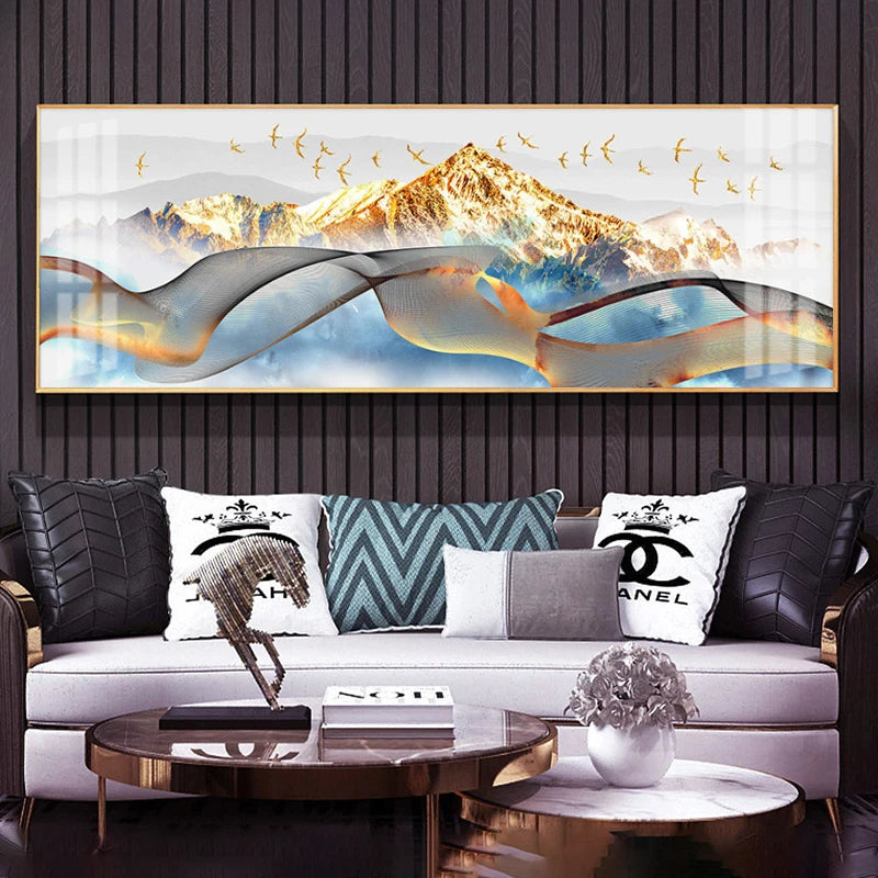 Modern Abstract Auspicious Feather Wall Art Fine Art Canvas Prints - Wide Format Pictures For Above The Bed Modern Art For Above The Sofa