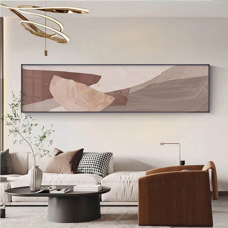Scandinavian Abstract Wide Format Wall Art Fine Art Canvas Prints - Contemporary Living Room Art For Above The Sofa Wide Horizontal Art For Above The Bed