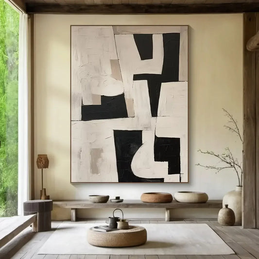 Neutral Color Schemes Contemporary Abstract Minimalist Wall Art Fine Art Canvas Print - Modern Artwork For Living Room Foyer Dining Room Entranceway Art Decor