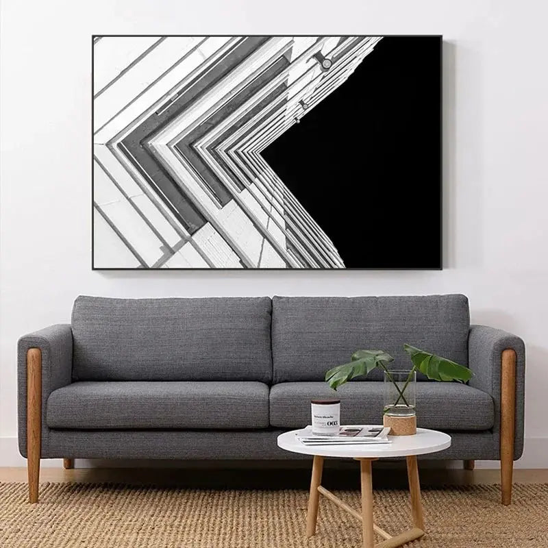 Modern Urban Architectural Wall Art Fine Art Canvas Prints - Black White Posters & Prints For Living Room Dining Room Art For Contemporary Home and Office Interiors