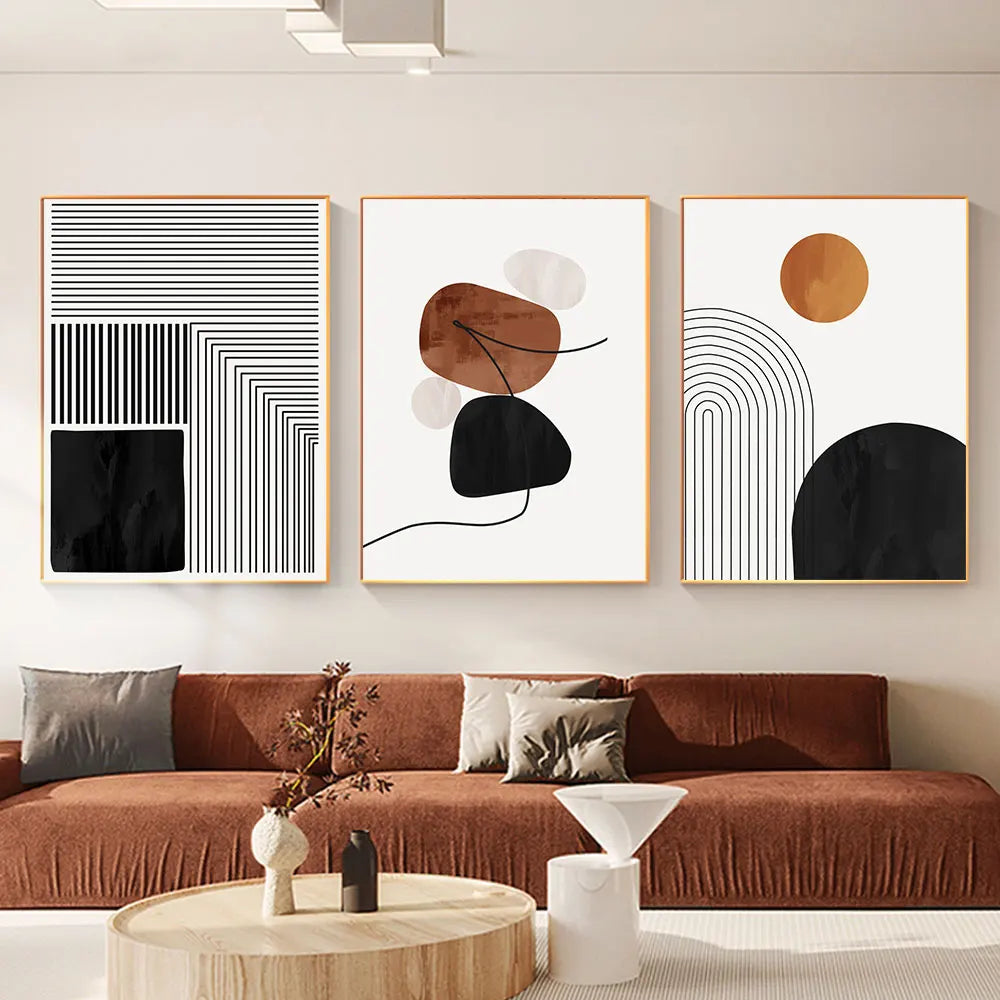 Set of 3 Pcs Modern Zen Abstract Minimalist Wall Art Fine Art Canvas Prints - Neutral Tone Artwork Pictures For Contemporary Apartment Living Room Home Office Art Decor