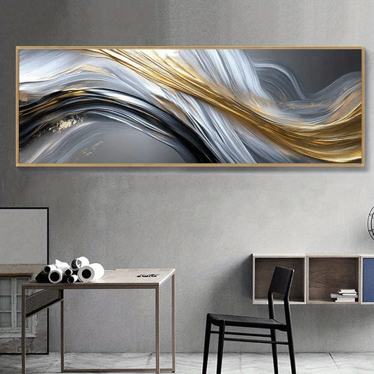 Modern Abstract Flowing Streamline Concept Wall Art Fine Art Canvas Print - Wide Format Living Room Picture For Above The Sofa Wide Art For Above The Bed