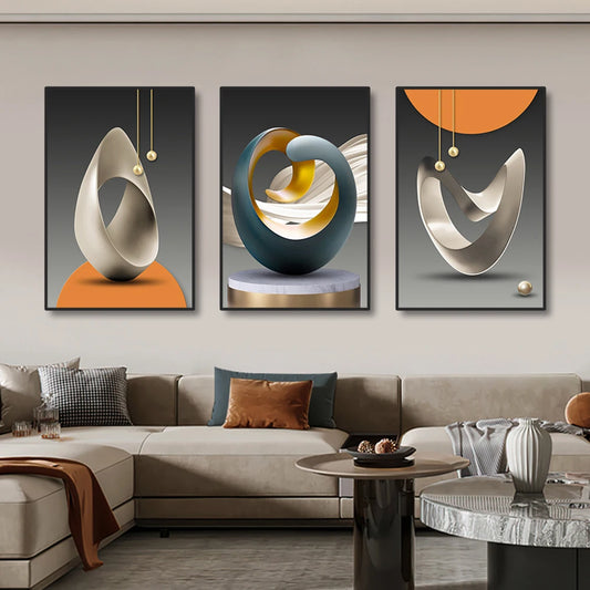 Set of 3Pcs Modern Aesthetics Surreal Still Life Abstract Wall Art Fine Art Canvas Prints - Wall Decor For Living Room Dining Room Home Office Art For Modern Living