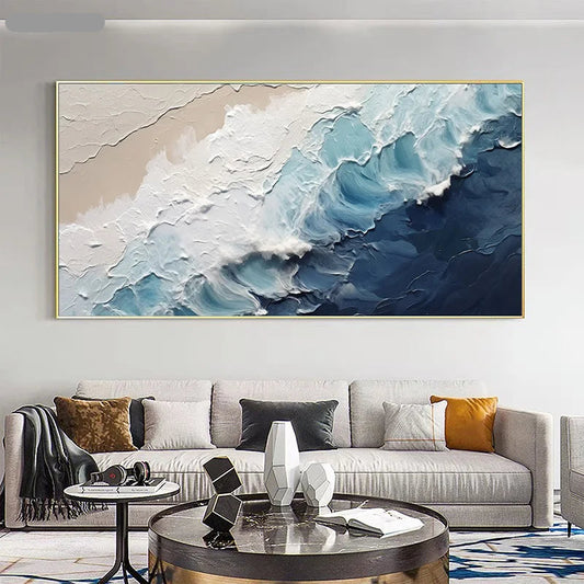 Ocean Surf Sand Shoreline Coastal Landscape Wall Art Fine Art Canvas Prints - Modern Art For Living Room Dining Room Bedroom Art For Contemporary Interiors