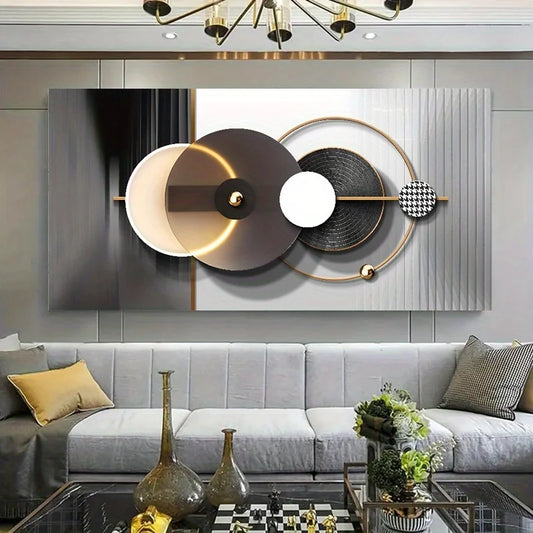 Modern Aesthetics Abstract Celestial Geometry Wall Art Fine Art Canvas Prints - Neutral Color Art For Modern Apartment Living Room Dining Room Home Office Decor