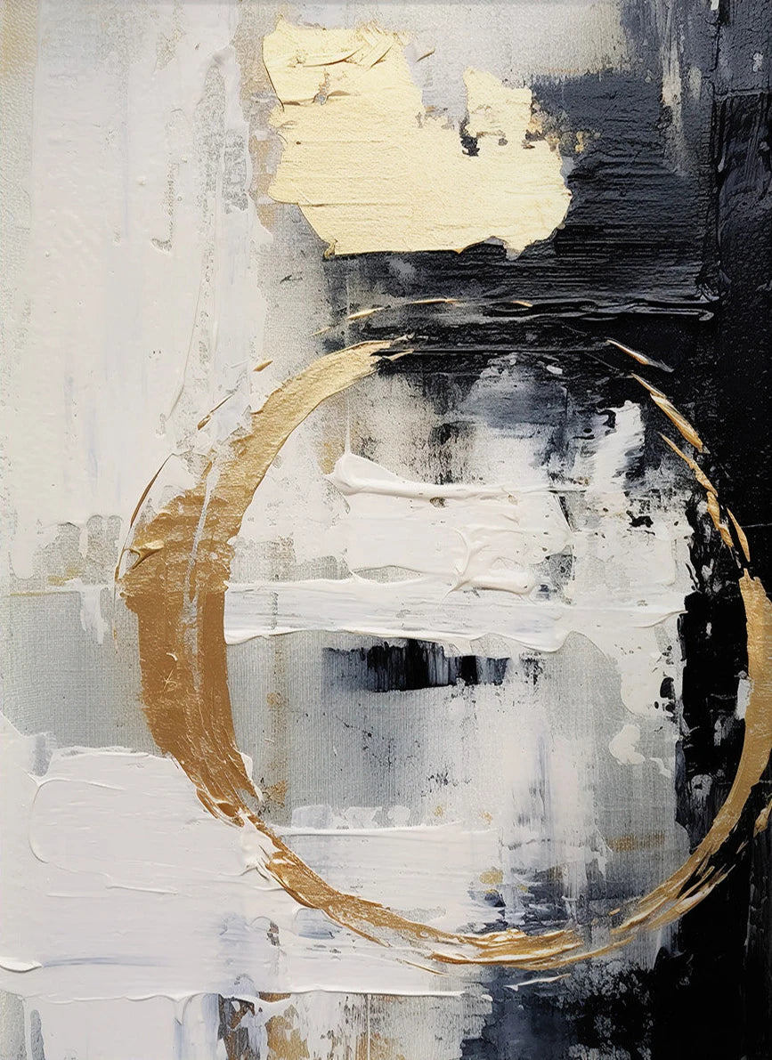 Neutral Tones Black Beige Grey Golden Abstract Wall Art Fine Art Canvas Prints - Modern Art For Urban Loft Living Room Dining Room Art For Contemporary Interiors