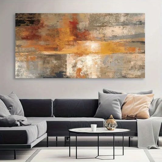 Large Format Rustic Burnt Orange Abstract Wall Art Fine Art Canvas Prints - Contemporary Art For Living Room Picture For Above The Sofa Art For Modern Apartment