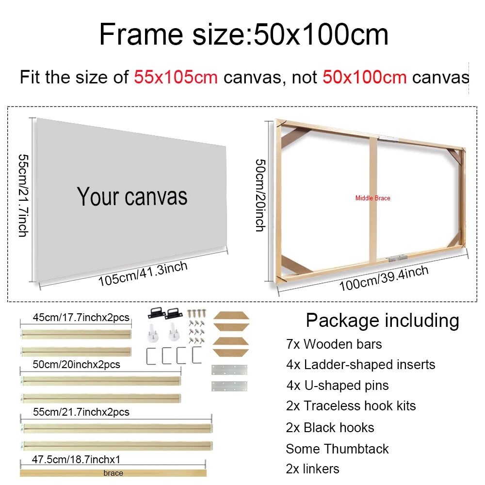 Real Wood Frames 30x40 50x70 80x120cm For Framing Canvas Prints DIY Framing Kits Canvas Stretcher Bars Natural Wood Easy To Assemble - Fixtures and Fittings Included