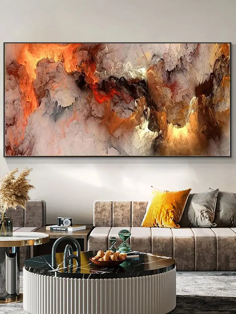 Alien Cloud Abstract Wide Format Wall Art Fine Art Canvas Print - Modern Neutral Colors Living Room Picture For Above The Sofa Bedroom Art For Above The Bed