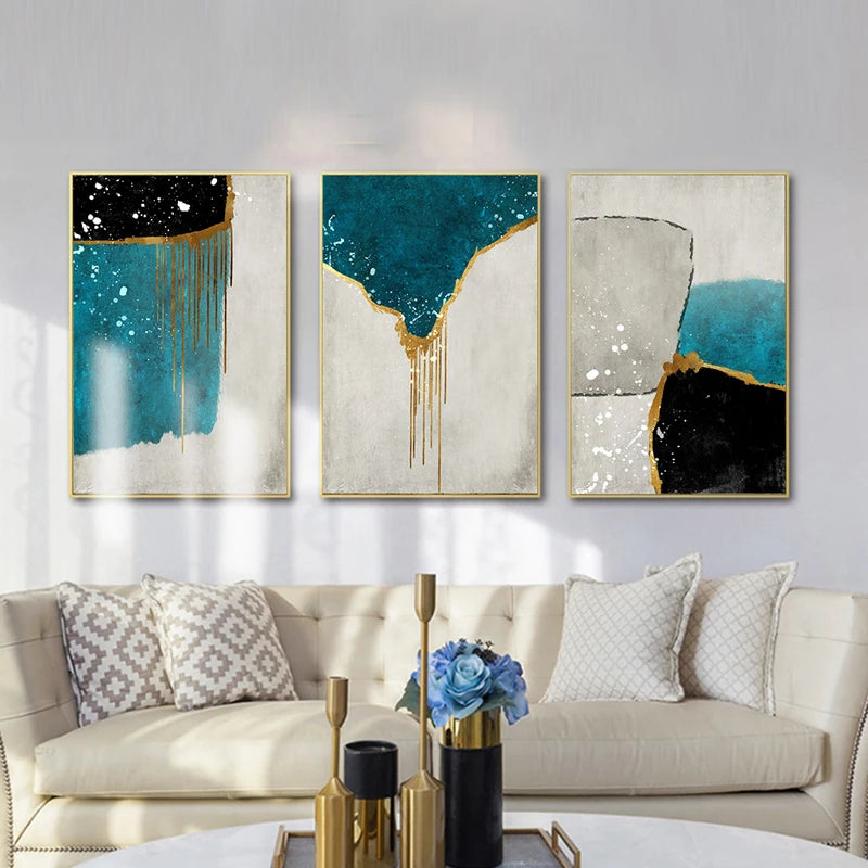 Set of 3Pcs Nordic Abstract Grey Green Landscape Wall Art Fine Art Canvas Prints - Art For Scandinavian Style Living Room Bedroom Art For Contemporary Home Decor