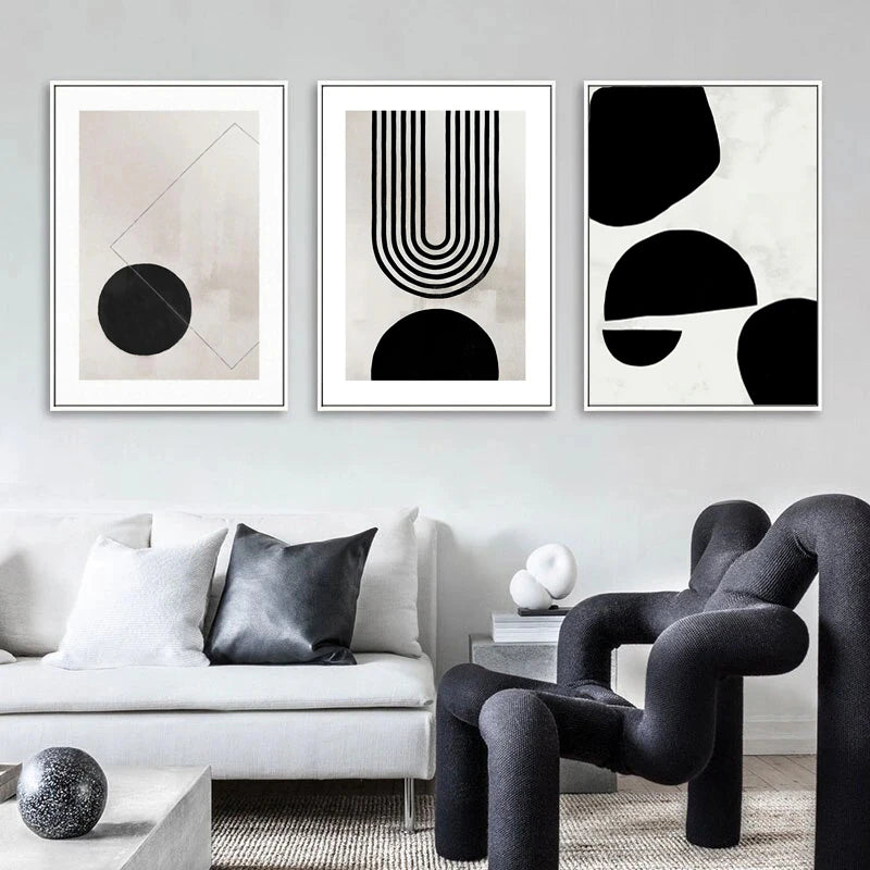 Minimalist Abstract Geometric Wall Art Fine Art Canvas Prints - Art For Contemporary Apartment Living Room Bedroom Dining Room Art For Modern Living