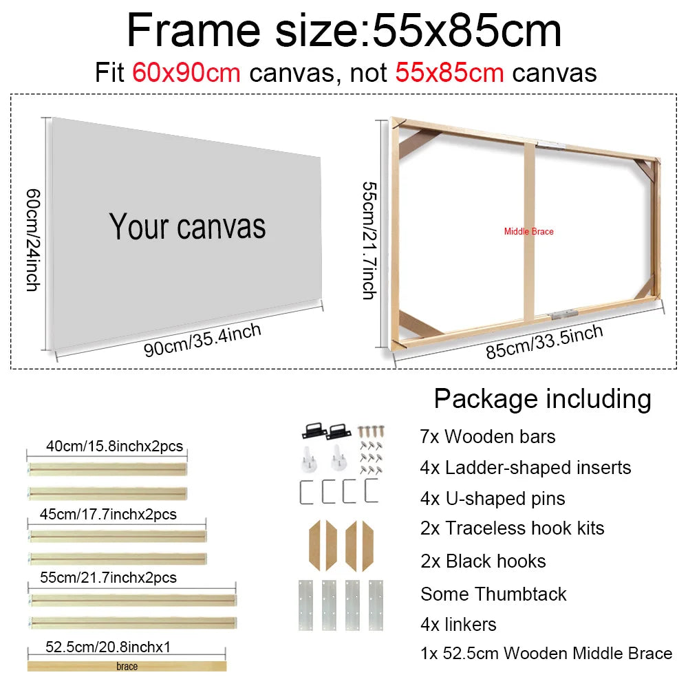 Real Wood Frames 30x40 50x70 80x120cm For Framing Canvas Prints DIY Framing Kits Canvas Stretcher Bars Natural Wood Easy To Assemble - Fixtures and Fittings Included
