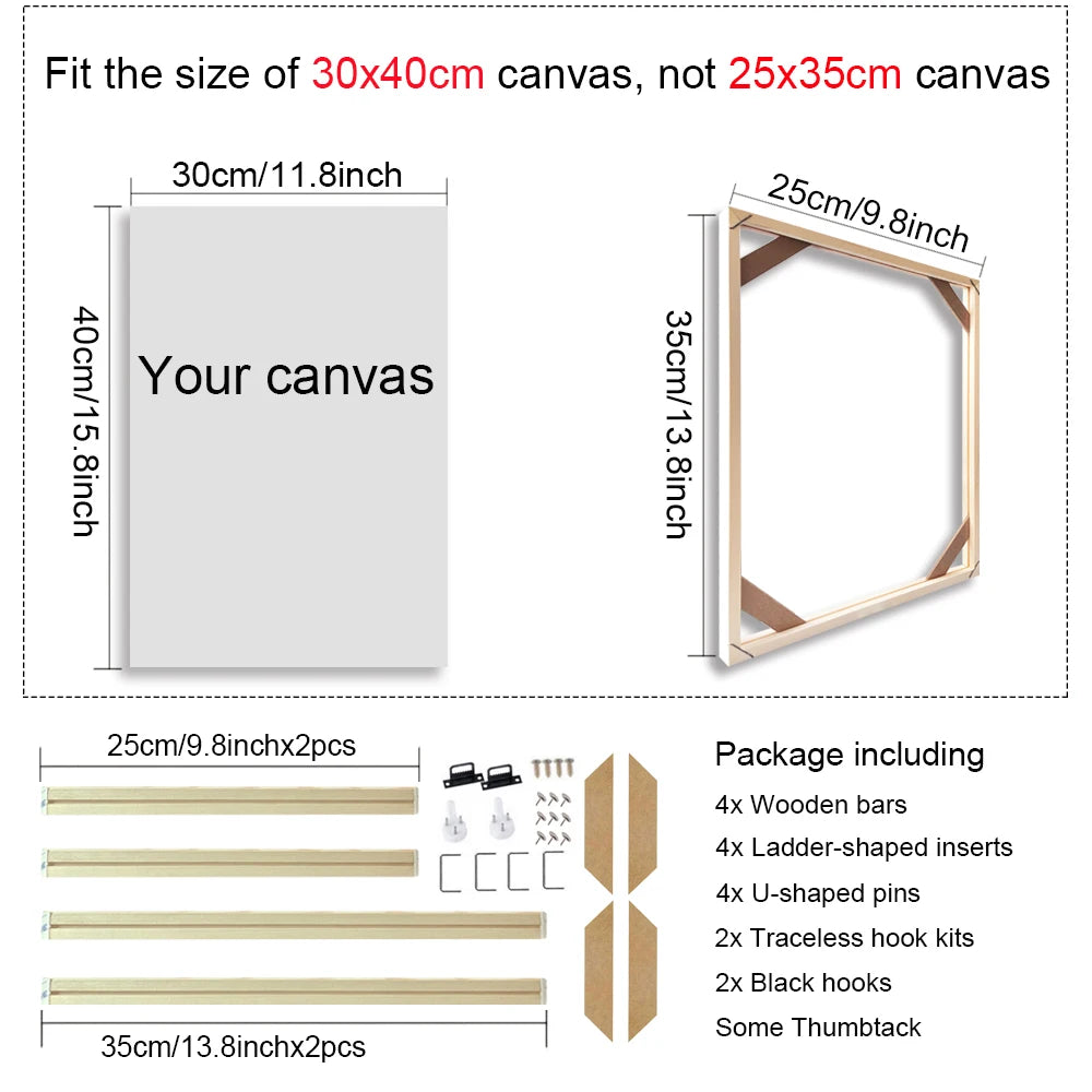 Real Wood Frames 30x40 50x70 80x120cm For Framing Canvas Prints DIY Framing Kits Canvas Stretcher Bars Natural Wood Easy To Assemble - Fixtures and Fittings Included
