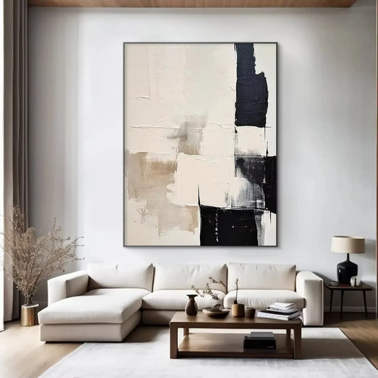 Vintage Abstract Beige Color Block Wall Art Fine Art Canvas Prints - Modern Art For Living Room Dining Room Bedroom Art For Contemporary Home Office Interiors