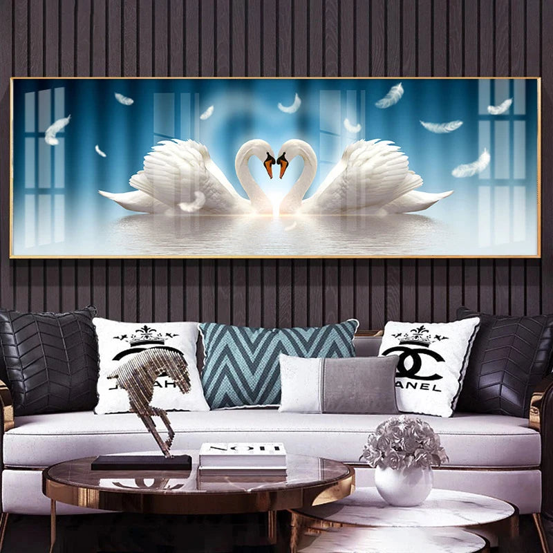 Modern Abstract Auspicious Feather Wall Art Fine Art Canvas Prints - Wide Format Pictures For Above The Bed Modern Art For Above The Sofa