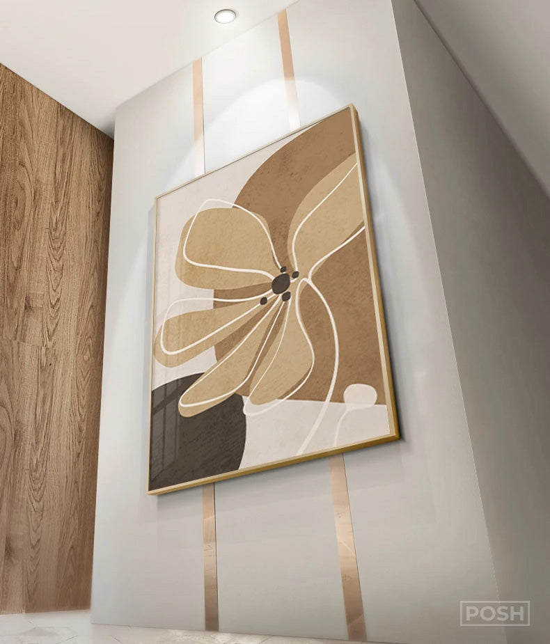 Simple Nordic Floral Abstract Wall Art Fine Art Canvas Prints - Modern Botanical Pictures For Bedroom Living Room Dining Room Art For Contemporary Interiors