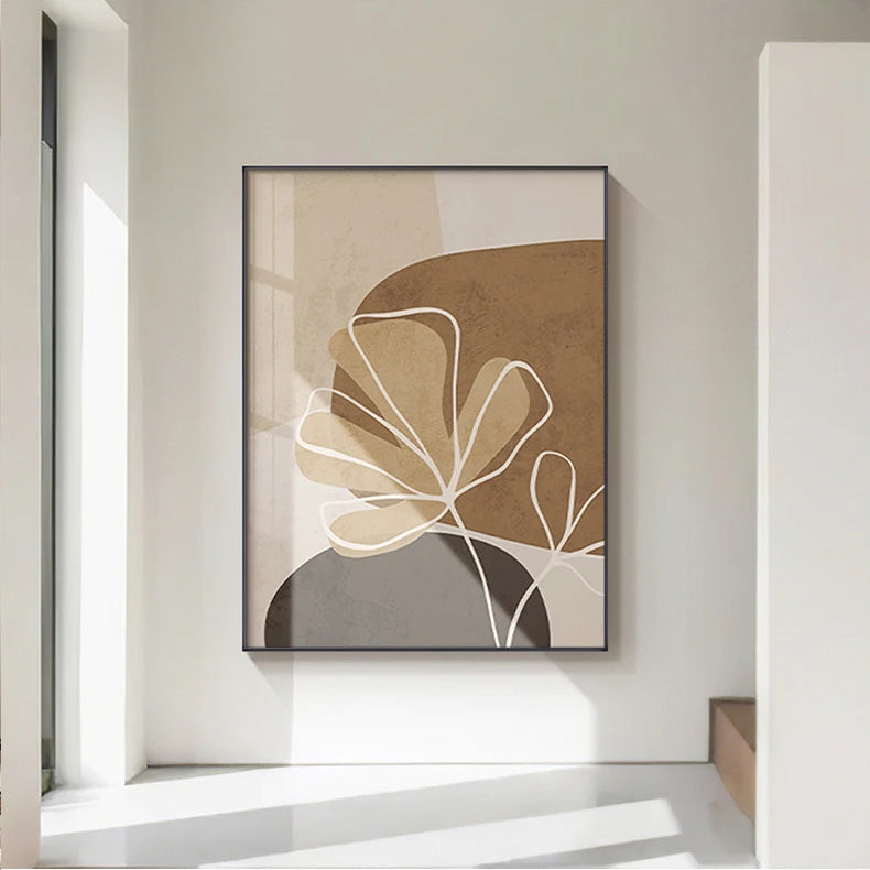 Simple Nordic Floral Abstract Wall Art Fine Art Canvas Prints - Modern Botanical Pictures For Bedroom Living Room Dining Room Art For Contemporary Interiors
