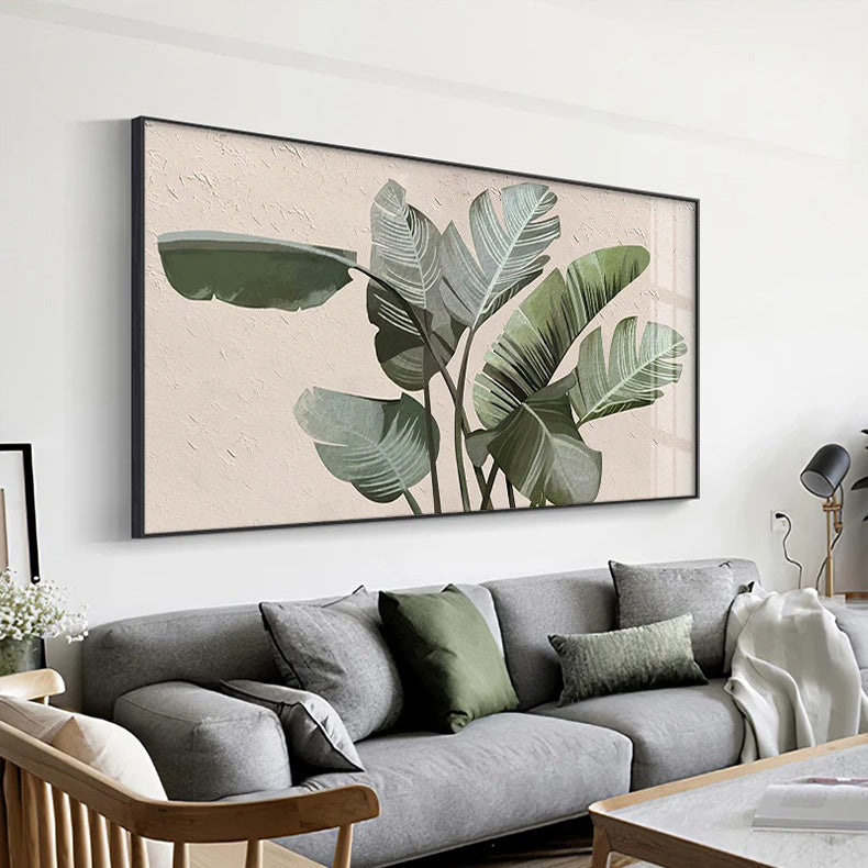 Tropical Green Leaves Wall Art Fine Art Canvas Prints - Modern Botanical Pictures For Living Room Dining Room Monstera Posters For Contemporary Scandi Home Decor