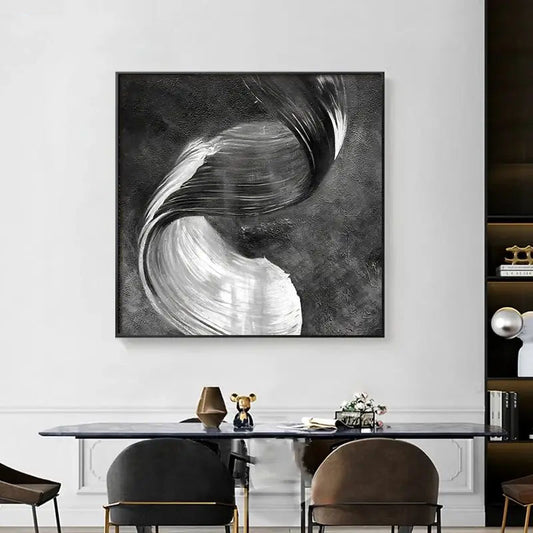 Urban Abstract Black Brown White Grey Wall Art Fine Art Canvas Prints - Square Format Pictures For Modern Apartment Living Room Dining Room Bedroom Art Decor
