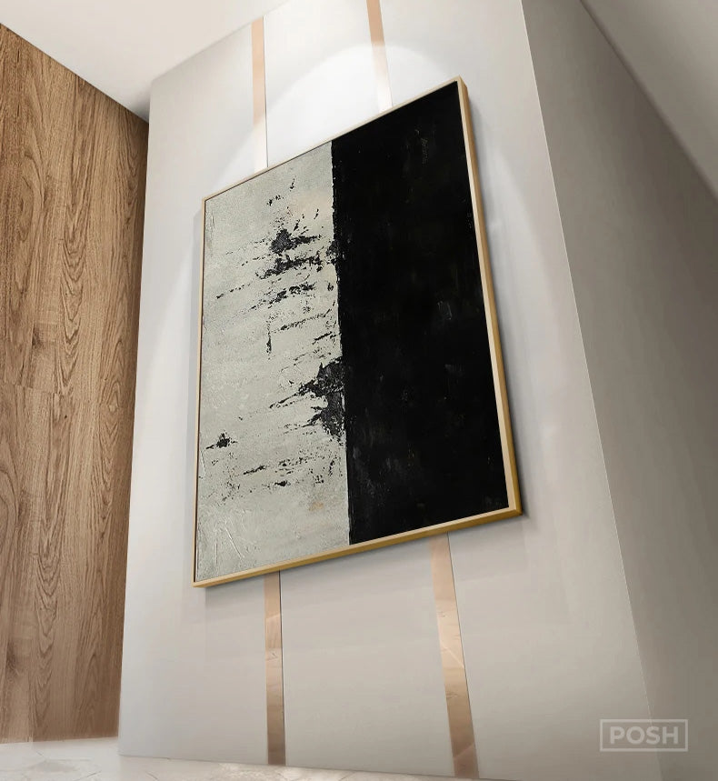Urban Black White Minimalist Wall Art Fine Art Canvas Prints - Abstract Pictures For Modern Loft Apartment Living Room Dining Room Art For Contemporary Office Interiors