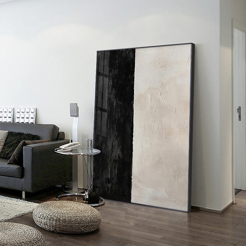 Urban Black White Minimalist Wall Art Fine Art Canvas Prints - Abstract Pictures For Modern Loft Apartment Living Room Dining Room Art For Contemporary Office Interiors