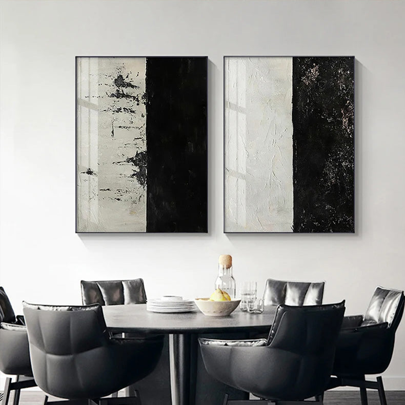 Urban Black White Minimalist Wall Art Fine Art Canvas Prints - Abstract Pictures For Modern Loft Apartment Living Room Dining Room Art For Contemporary Office Interiors