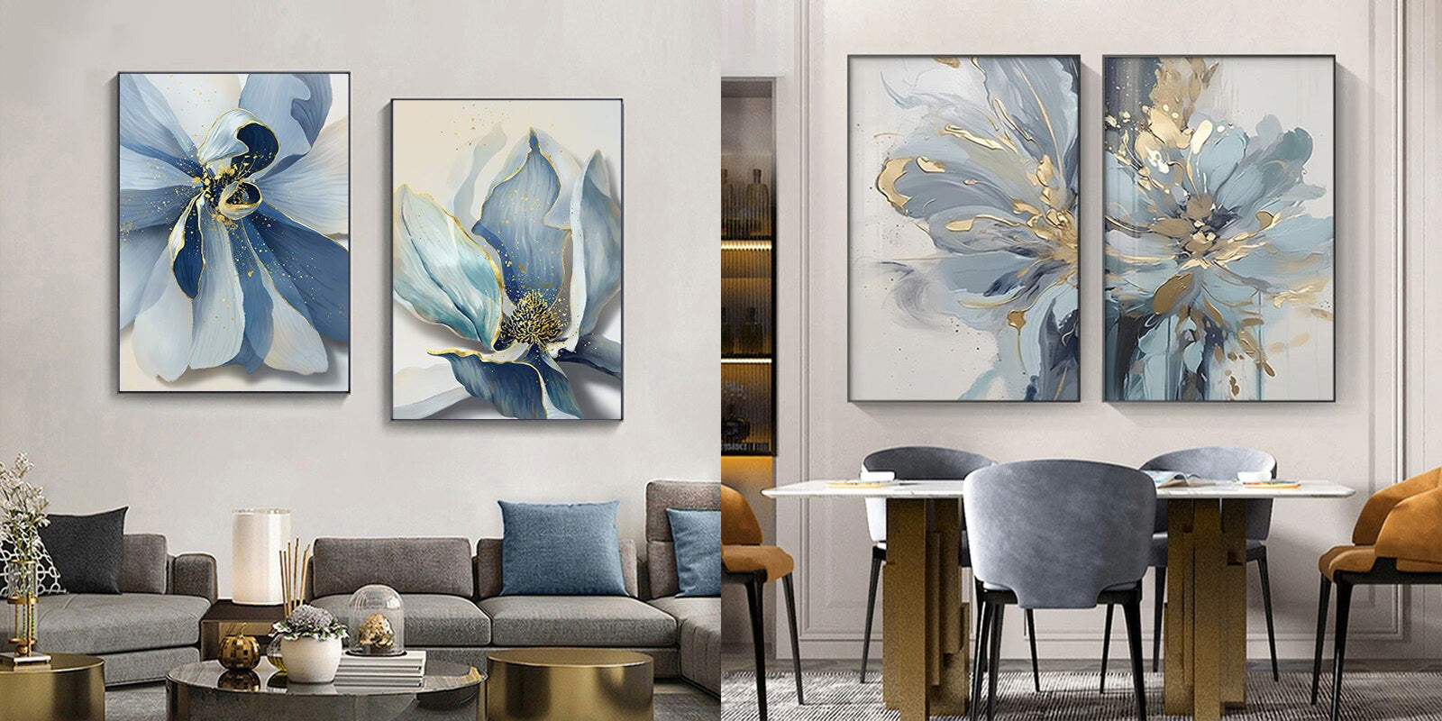 Modern floral wall art fine art canvas prints botany pictures for living room dining room bedroom art for contemporary interior design 2025