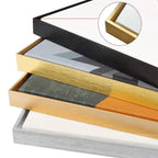 Slim Metal Bezel Floating Canvas Picture Frame Brushed Gold Silver Sizes 60x90, 50x70, 40x50cm etc DIY Framing Kit Includes Outer Metal Frame + Inner Wood Frame