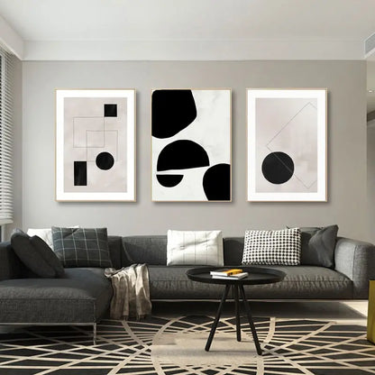 Minimalist Abstract Geometric Wall Art Fine Art Canvas Prints - Art For Contemporary Apartment Living Room Bedroom Dining Room Art For Modern Living