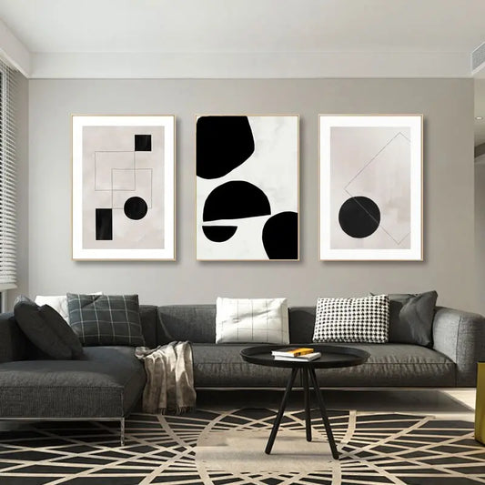 Minimalist Abstract Geometric Wall Art Fine Art Canvas Prints - Art For Contemporary Apartment Living Room Bedroom Dining Room Art For Modern Living