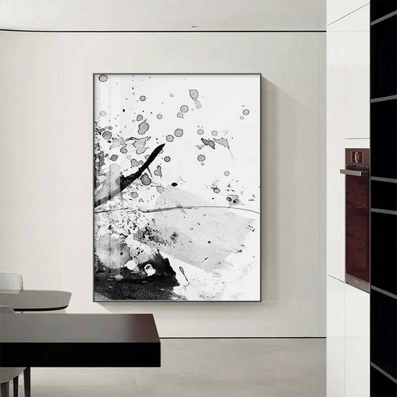 Abstract Ink Splash Black & White Wall Art Fine Art Canvas Prints - Pictures For Modern Apartment Living Room Dining Room Office Meeting Room Art For Contemporary Interiors
