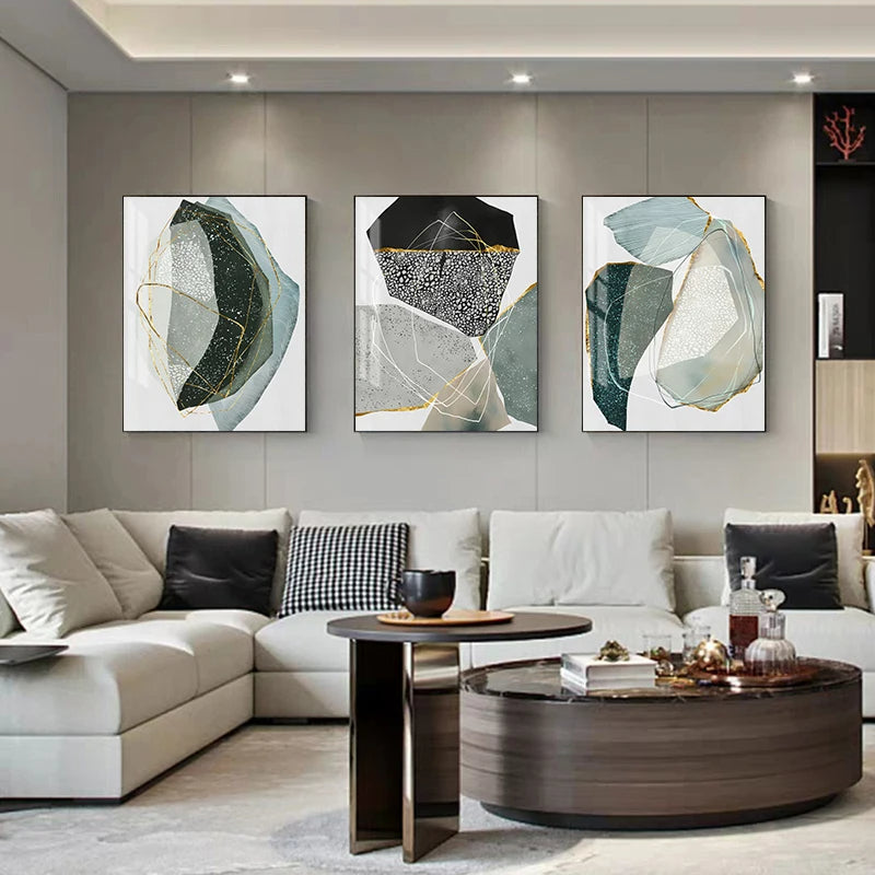 Abstract Zen Pebbles Nordic Wall Art Fine Art Canvas Prints - Pictures For Modern Apartment Living Room Dining Room Art For Contemporary Interiors