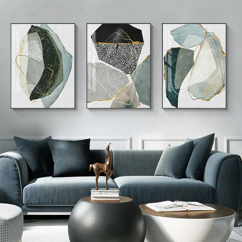 Abstract Zen Pebbles Nordic Wall Art Fine Art Canvas Prints - Pictures For Modern Apartment Living Room Dining Room Art For Contemporary Interiors