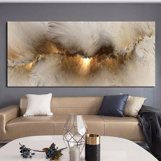 Alien Cloud Abstract Wide Format Wall Art Fine Art Canvas Print - Modern Neutral Colors Living Room Picture For Above The Sofa Bedroom Art For Above The Bed