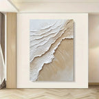 Beach Sand Seascape Ocean Waves Wall Art Fine Art Canvas Prints - Modern Coastal Wall Decor For Entrance Hallway Foyer Reception Room Art For Contemporary Interiors