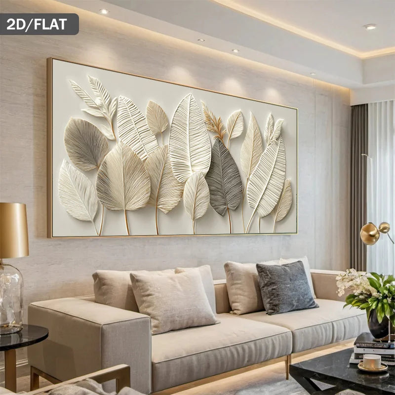 Beige & Neutral Leaf Abstract Wall Art – Modern Minimalist Nature‑Inspired Canvas Print Artwork for Contemporary Living Room & Apartment Decor